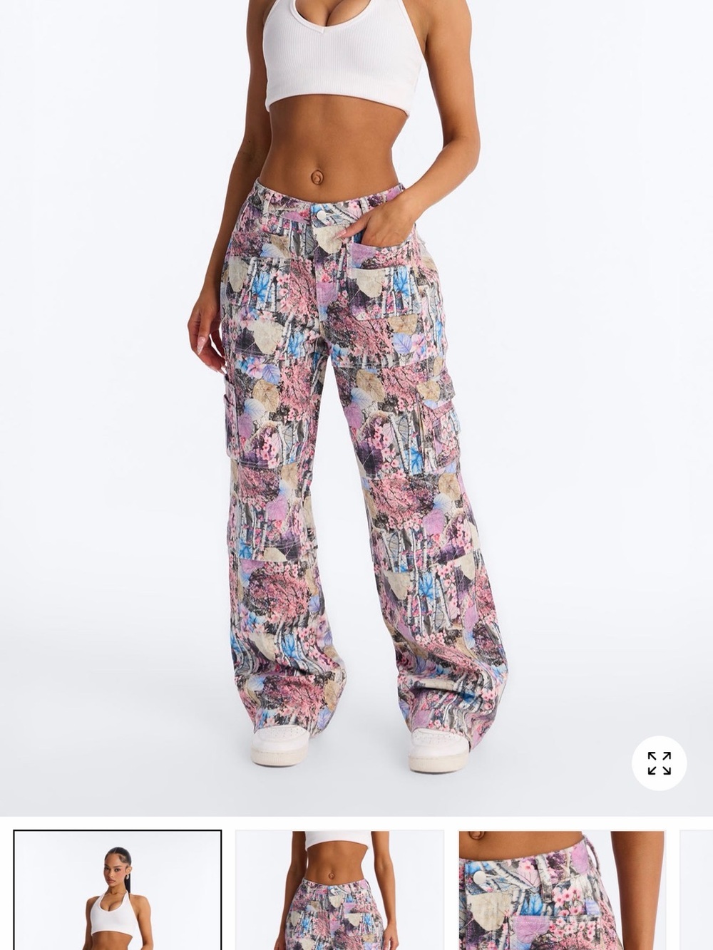 Fashion Nova Pink Multi Wide-Leg Cargo Pants